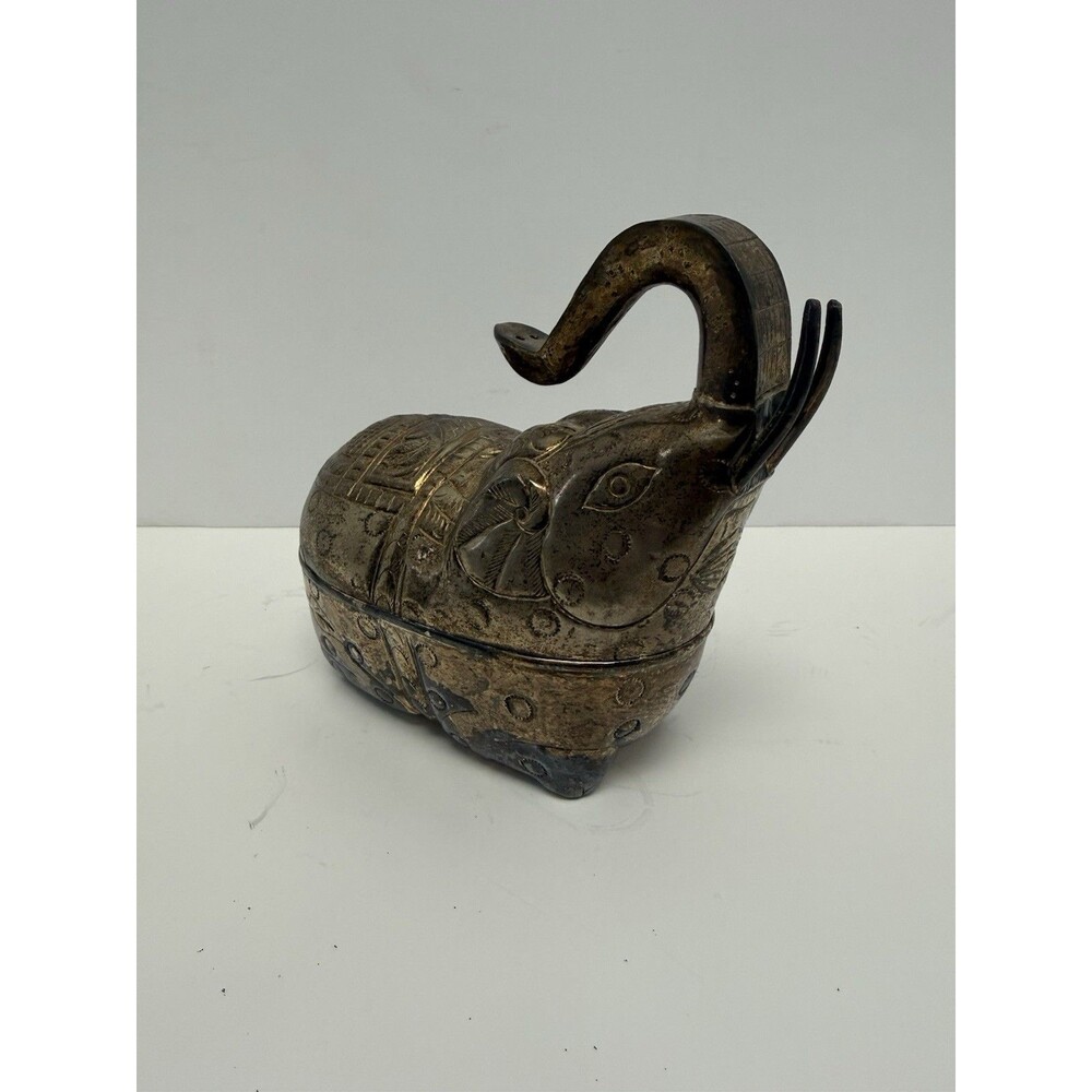 Vintage Vaishali Brass Elephant Trinket Box Bloomingdale’s India 6” Figural